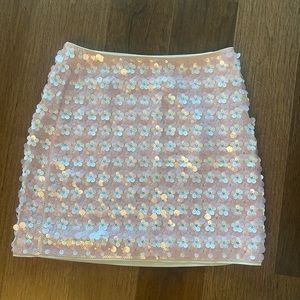 And other stories pink sequin mini skirt